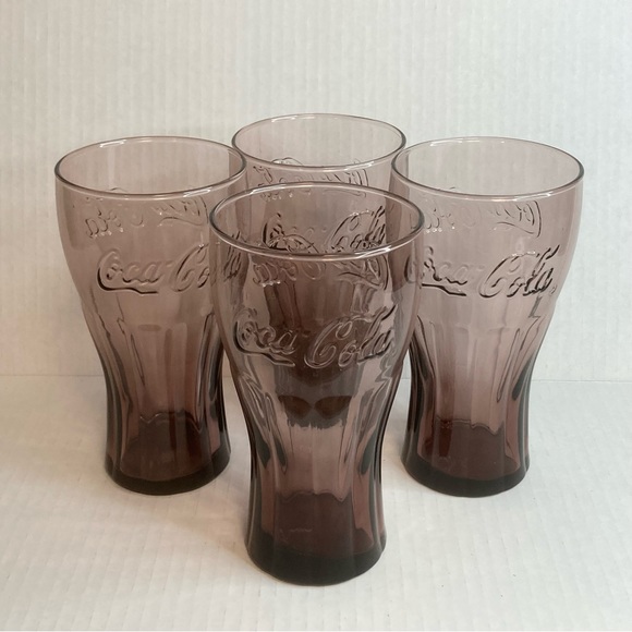 Vintage Coca-Cola purples glasses set of 4 - Picture 2 of 7
